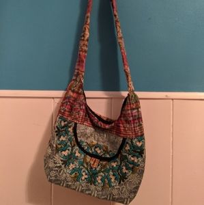 Turquoise blue green and pink shoulder bag